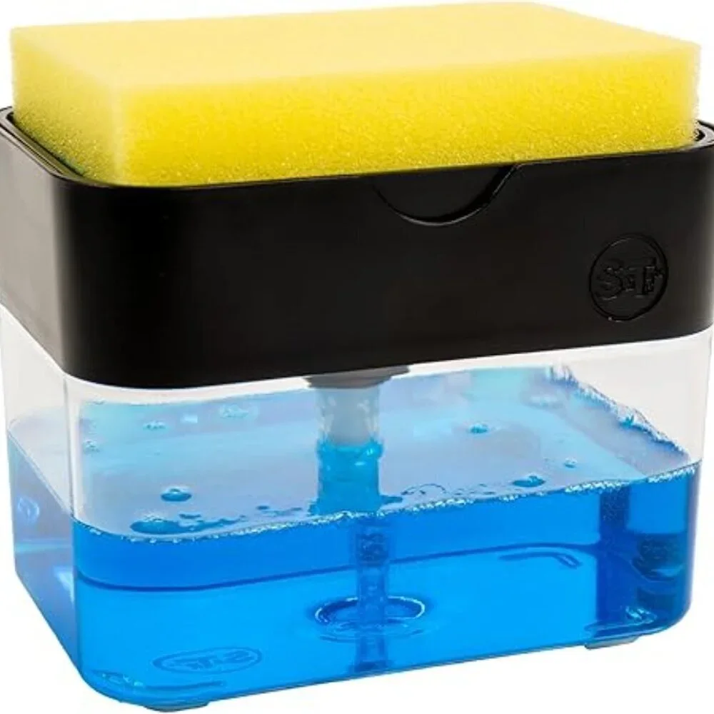 Dish Soap Dispenser Pump and Sponge Holder for Kitchen Sink, 13 Ounces (385ml)